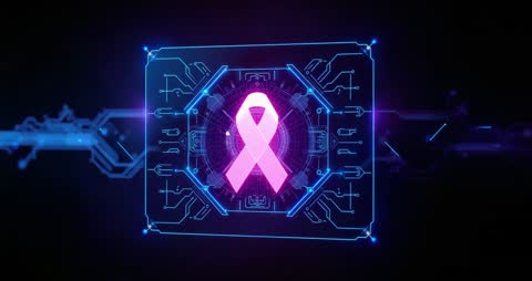 Neon Circuitry Initiates Hexagonal Frame with Pink Ribbon