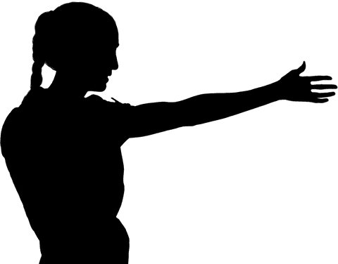 Transparent silhouette of woman stretching for fitness