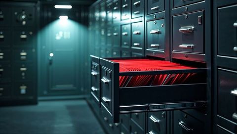 open filing drawer with red folders in secure vault - Download Free Stock Images Pikwizard.com