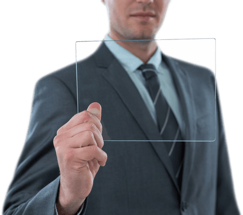 businessman interacting with transparent digital tablet - Download Free Stock Videos Pikwizard.com