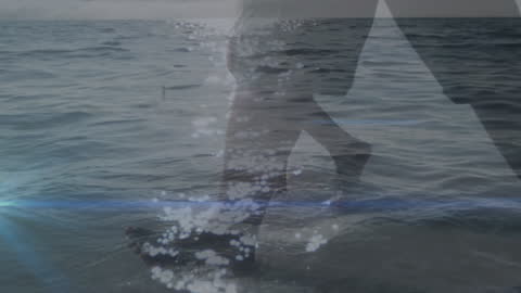 Romantic Walks by the Beach with Light Trails Visual Concept