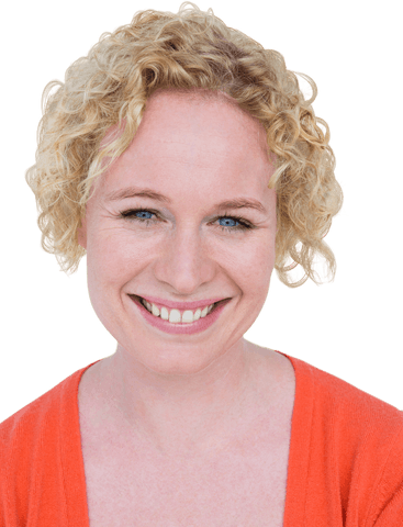 Smiling blonde woman happiness expression transparent background