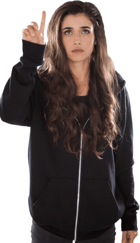 Transparent young woman interacting with digital interface