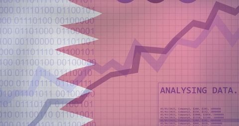 Data analysis visualization with qatar flag background