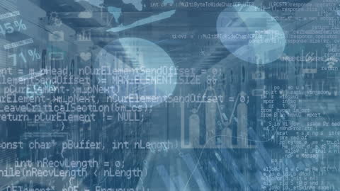 Futuristic Data Processing Code On Digital Interface