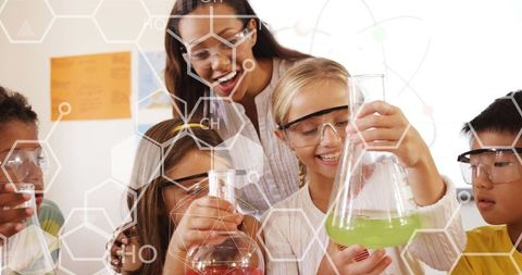 Diverse Students excitedly Learning about Chemistry with Enthusiastic Teacher - Download Free Stock Images Pikwizard.com