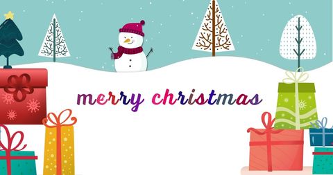 Festive Merry Christmas Snowfall with Cheerful Snowman - Download Free Stock Images Pikwizard.com