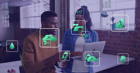 Collaborating on sustainability analytics in loft using green energy metrics overlays