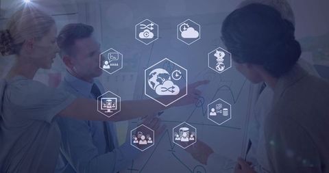 Team Collaboration with Futuristic Digital Interface