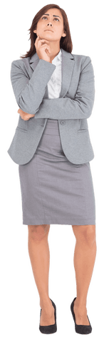 Transparent Thoughtful Businesswoman on a Transparent Background