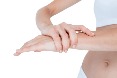 Transparent Close-Up Wrist Pain Relief Woman