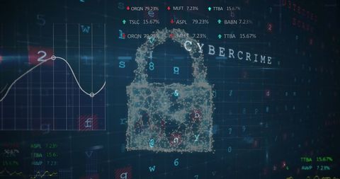 Digital Padlock Over Statistical Data Visualizing Cybersecurity - Download Free Stock Images Pikwizard.com