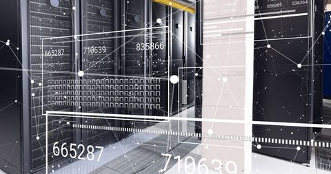 Futuristic Data Center with Digital Networking Overlay - Download Free Stock Images Pikwizard.com