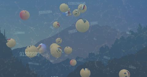 Joyful Emojis Floating Against Cityscape Background