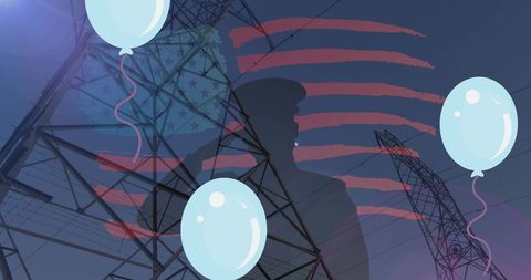 Patriotic Salute with Balloons and American Flag