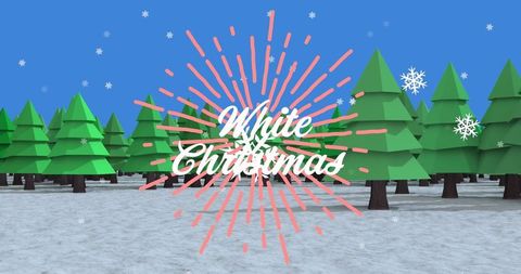 Stylized winter holiday scene with white christmas text