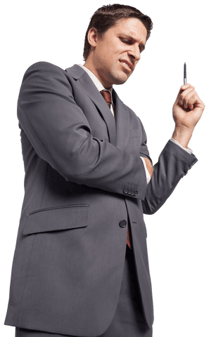 confused caucasian businessman with pen on transparent background - Download Free Stock Videos Pikwizard.com