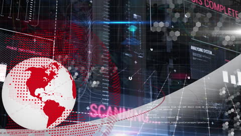 Futuristic Tech Interface with Rotating Global Hologram