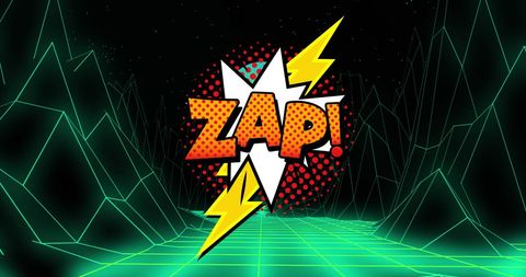 Zap Comic Style Digital Art on Futuristic Grid - Download Free Stock Images Pikwizard.com