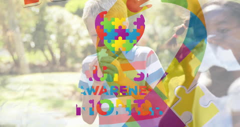 Colorful Autism Awareness Concept with Puzzle Theme