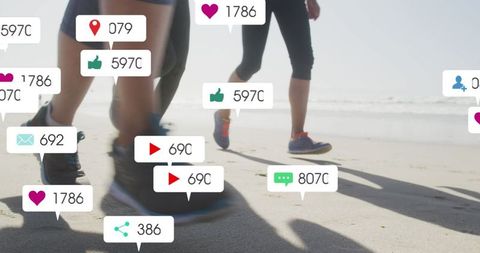 Social Media Notifications Overlay Concept on Exercising