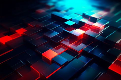 Futuristic Digital Blocks with Vibrant Lighting