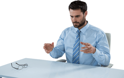 Conceptual Businessman Interacting with Transparent Object - Download Free Stock Videos Pikwizard.com
