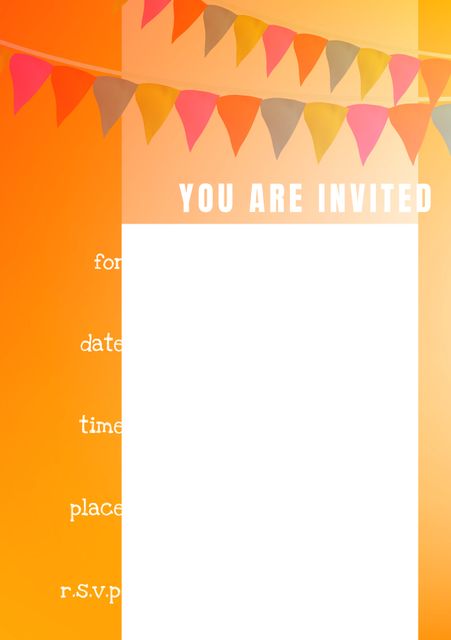 Colorful Invitation Card Template with Festive Flags - Download Free Stock Templates Pikwizard.com