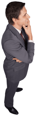 Transparent Businessman Contemplating Success in Suit Isolated