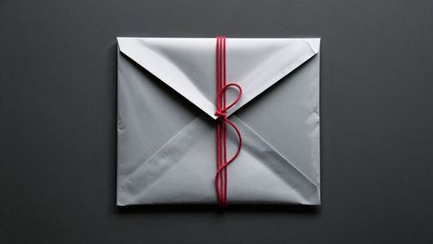 Sealed Gray Envelope Bound with Red String on Dark Surface - Download Free Stock Images Pikwizard.com