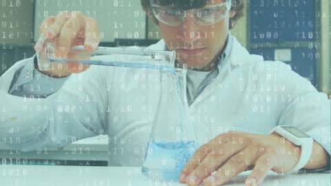 Lab Technician Experimenting with Digital Technology