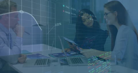 Diverse Businesspeople Discussing Financial Data Analysis