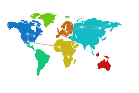 transparent colorful world map illustration with highlighted routes - Download Free Stock Videos Pikwizard.com