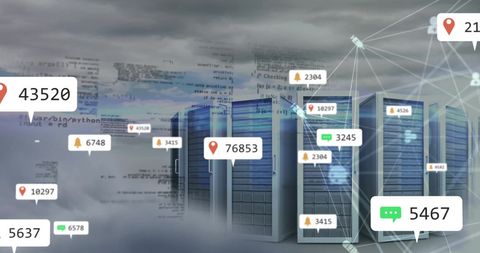Network Connections Over Computer Servers and Social Media Data - Download Free Stock Images Pikwizard.com