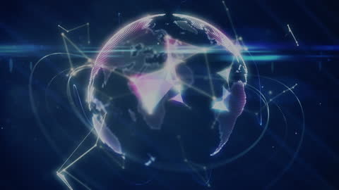 Digital Globe with Futuristic Data Connections on Navy Background