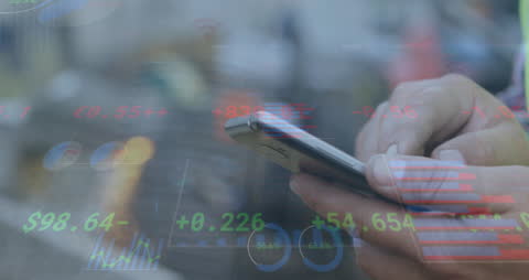 Man Engaging with Stock Market Data on Smartphone