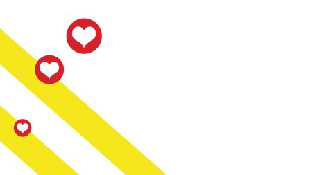 Yellow Stripes and Heart Icons on White Background - Download Free Stock Images Pikwizard.com