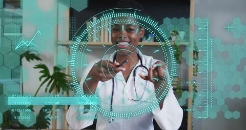 Digital Interface Scanning with African American Female Doctor - Download Free Stock Images Pikwizard.com