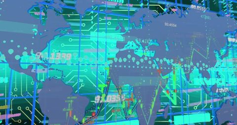 Global Data Interface with Abstract World Map and Metrics - Download Free Stock Images Pikwizard.com