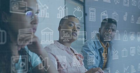 Diverse Coworkers Collaborating with Innovative Technology Concept