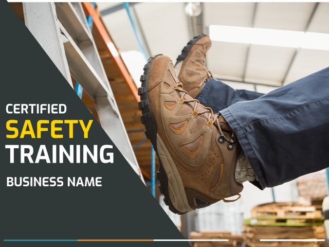 Certified Safety Training Promotion with Safety Boots in Industrial Setting - Download Free Stock Templates Pikwizard.com