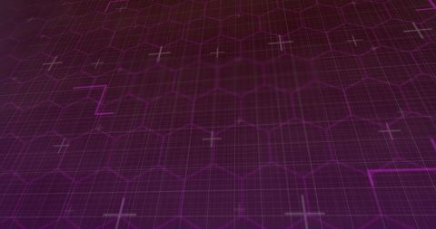 Digital Grid Background with Hexagonal Pattern in Violet Hues