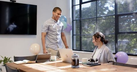 Colleagues Celebrating in Teambuilding Office Event