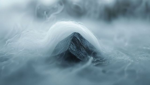 Misty Rock with Swirling Foam in Serene Water