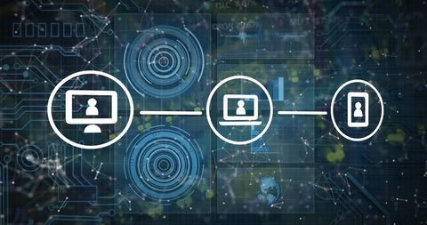 Digital Network with Media Icons and Data Processing Interface - Download Free Stock Images Pikwizard.com