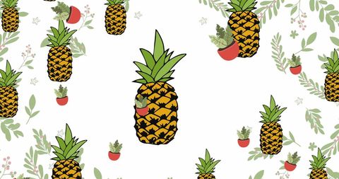 Whimsical Pineapple and Plant Pattern Backdrop - Download Free Stock Images Pikwizard.com