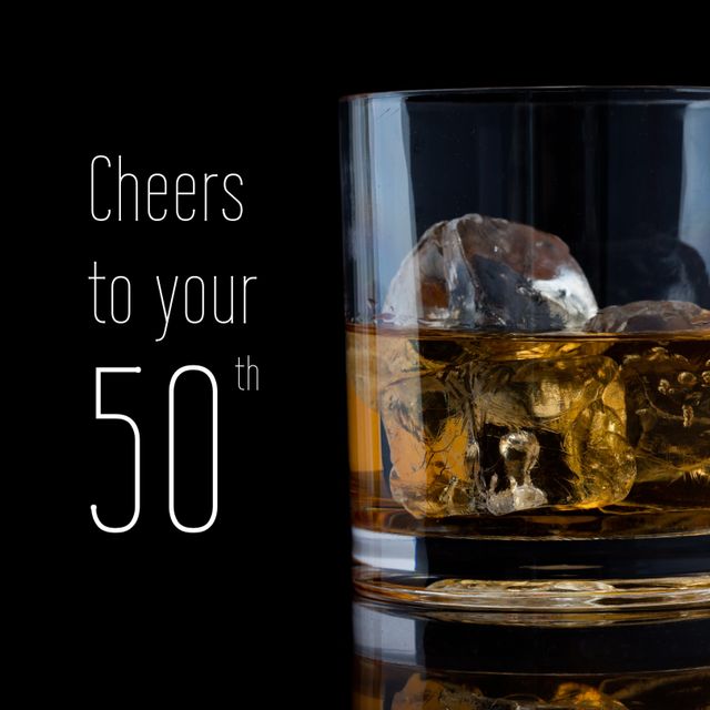 50th Birthday Celebration with Whiskey and Ice Glass - Download Free Stock Templates Pikwizard.com