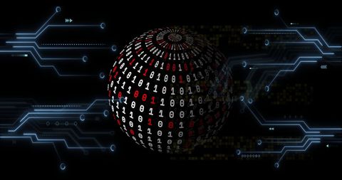 Abstract Binary Sphere with Futuristic Digital Elements - Download Free Stock Images Pikwizard.com