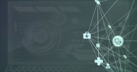 Futuristic medical data network concept with digital interface