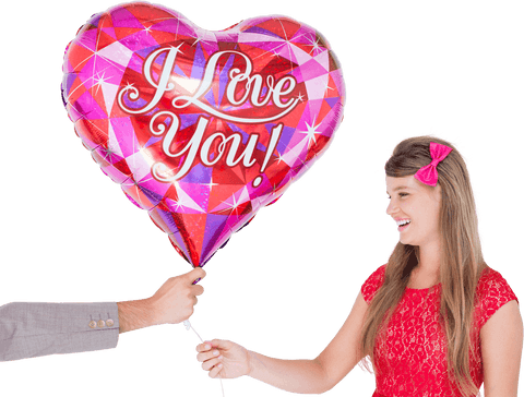 Heart-Shaped Transparent Balloon Gift for Smiling Girlfriend